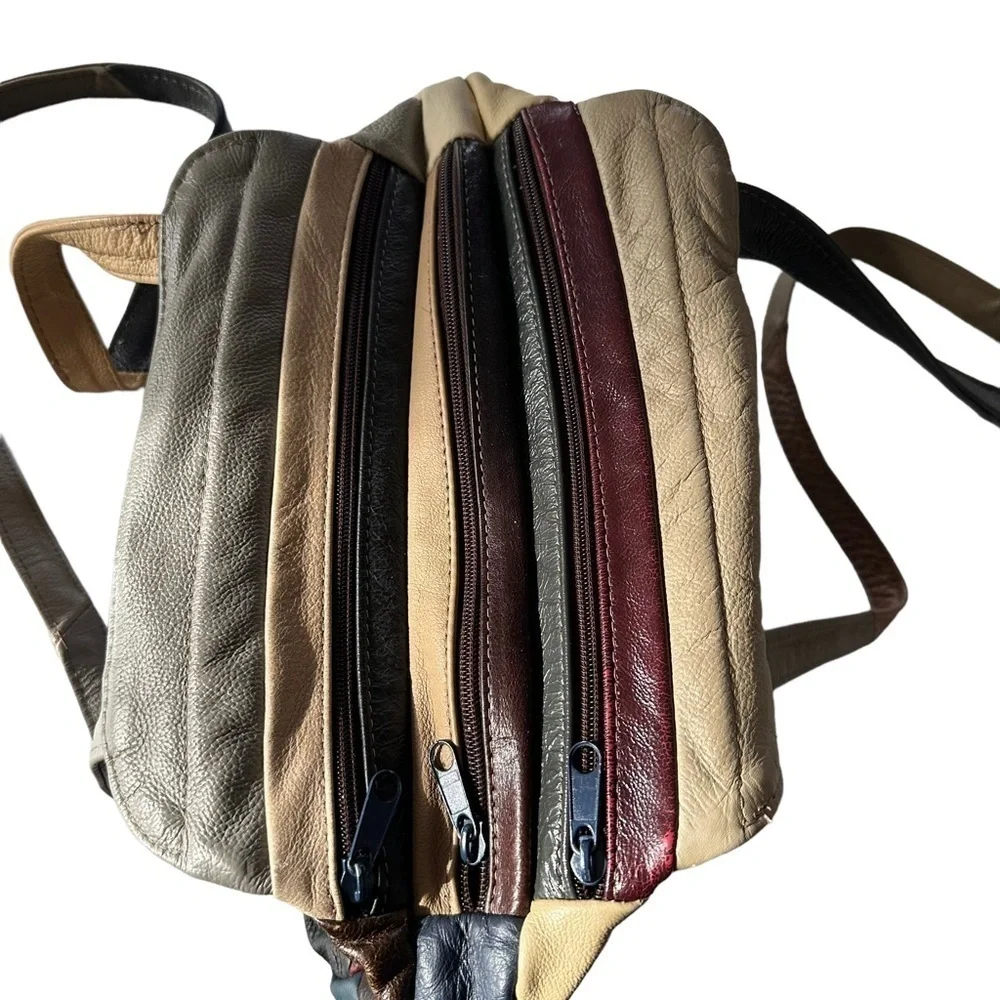VINTAGE PATCHWORK COLORBLOCK LEATHER SHOULDER HOBO STRAP PURSE